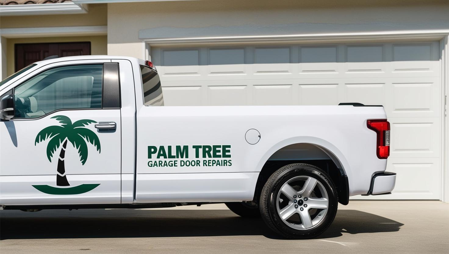 Palm Tree Garage Door Repairs service truck in South Florida